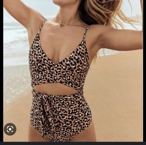 Aerie Leopard Wrap One Piece Swimsuit